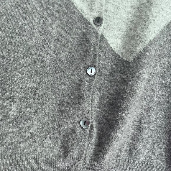 J. Crew Collection Italian Cashmere Gray Color Block Button Back Crew Sweater S - Picture 12 of 14